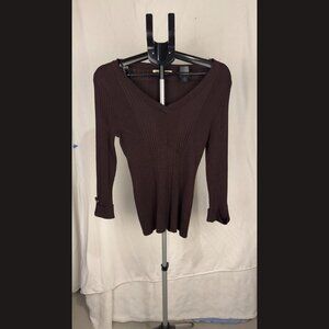 Carolyn Taylor Ribbed Brown Shirt Size XL | Cozy Long Sleeve Casual Top